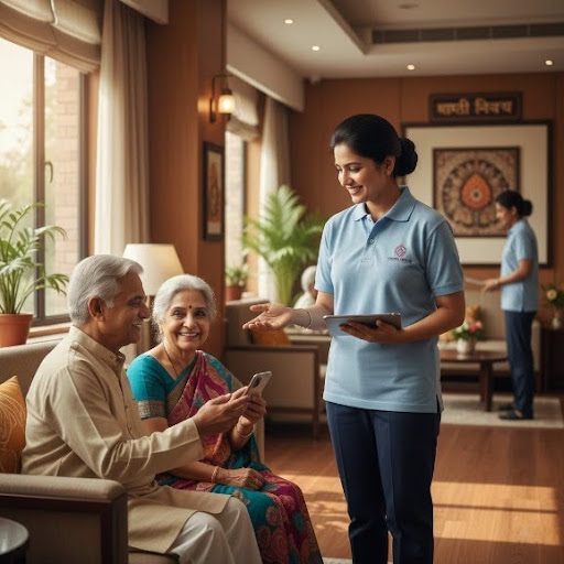 Caregiver supporting a senior patient